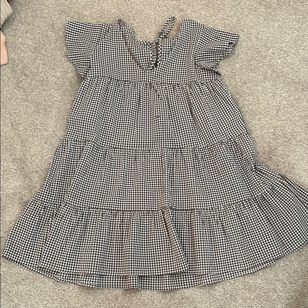 Classic Black and White Gingham Kids Dress